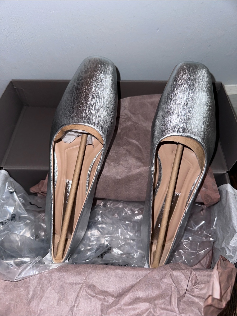 Franco Sarto Vana Silver Metallic Square-Toe Ballet Flats - Picture 8 of 12